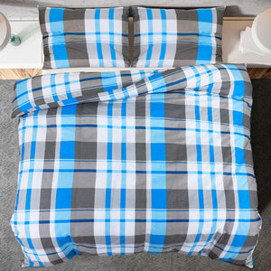 vidaXL Duvet Cover Set Blue and Grey 155x220 cm Cotton