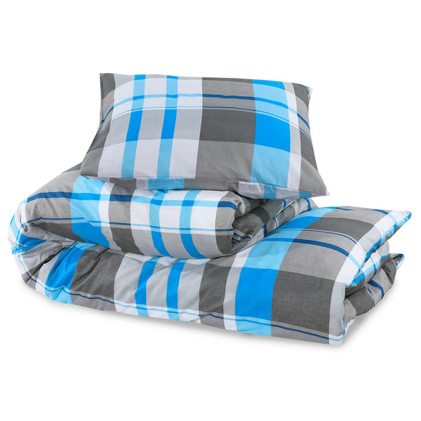 vidaXL Duvet Cover Set Blue and Grey 155x220 cm Cotton