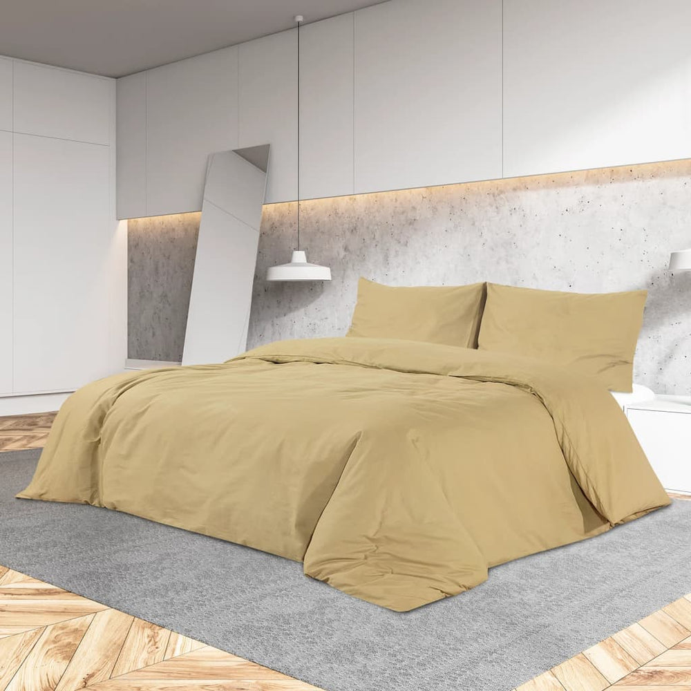vidaXL Bedding Set Taupe 135x200 cm Cotton