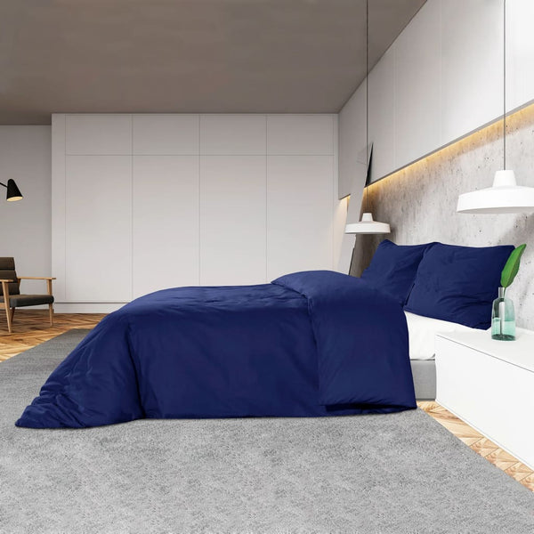 vidaXL Bedding Set Navy Blue 140x200 cm Cotton