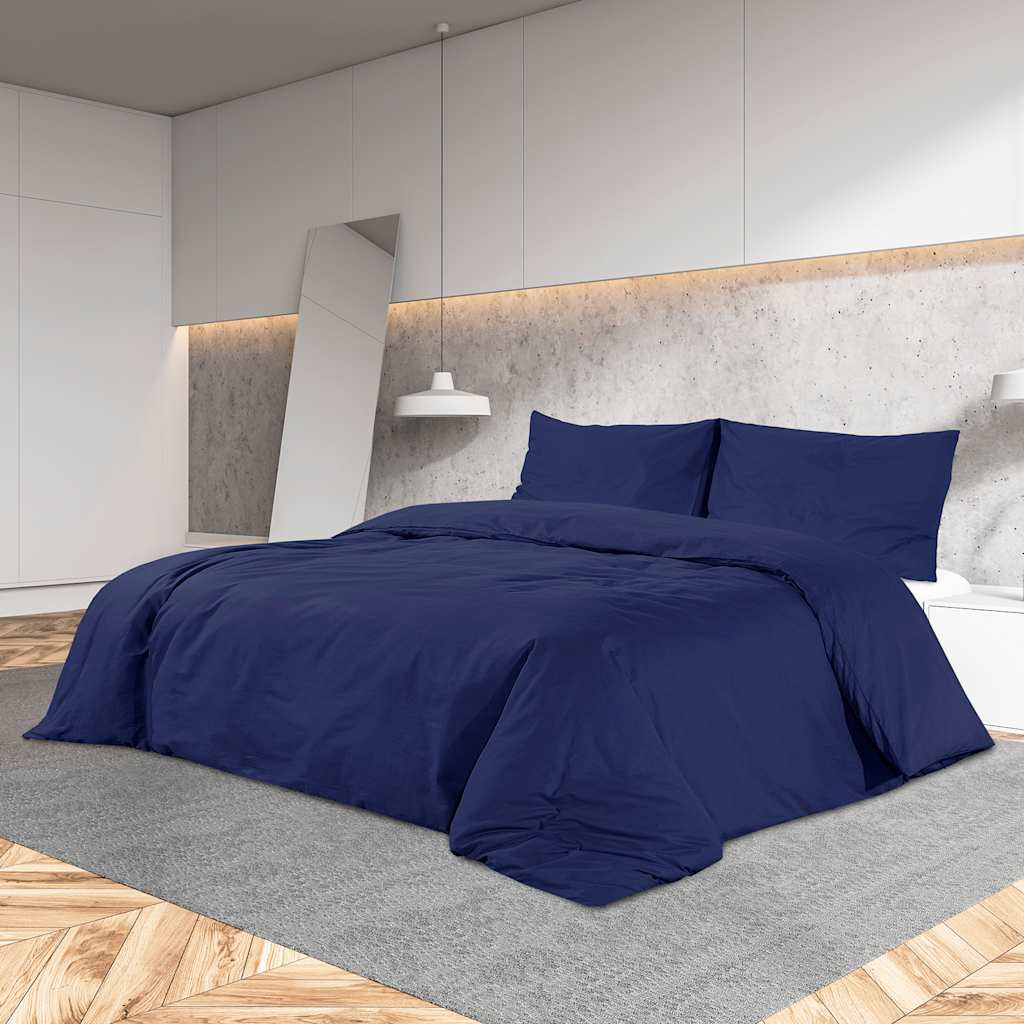 vidaXL Bedding Set Navy Blue 200x200 cm Cotton
