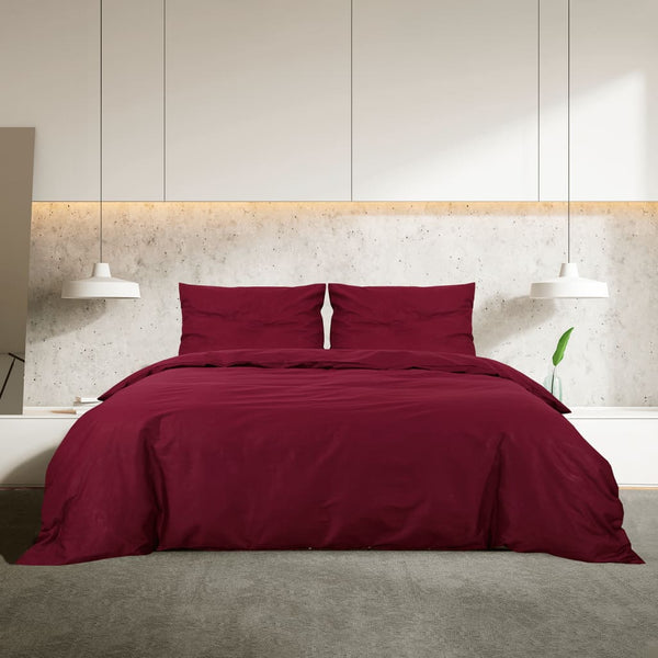 vidaXL Bedding Set Bordeaux Red 140x200 cm Cotton