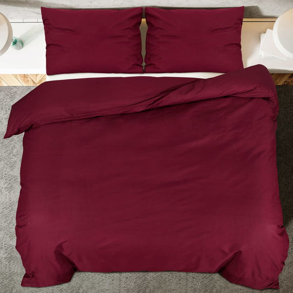 vidaXL Duvet Cover Set Bordeaux Red 200x200 cm Cotton