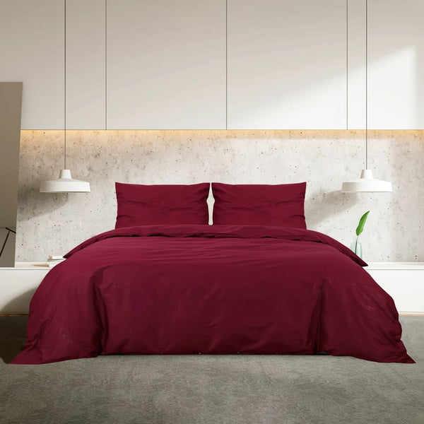 vidaXL Duvet Cover Set Burgundy 135x200 cm Cotton