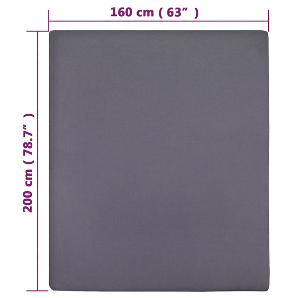 vidaXL Fitted Sheet Jersey Anthracite 160x200 cm Cotton