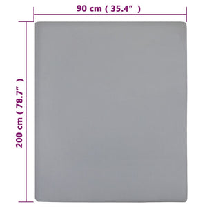 vidaXL Fitted Sheet 2 pcs. Jersey Grey 90x200 cm Cotton