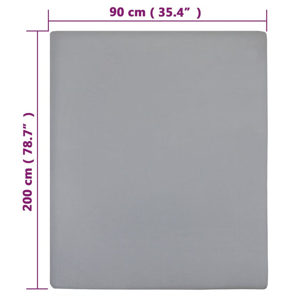 vidaXL Fitted Sheet 2 pcs. Jersey Grey 90x200 cm Cotton