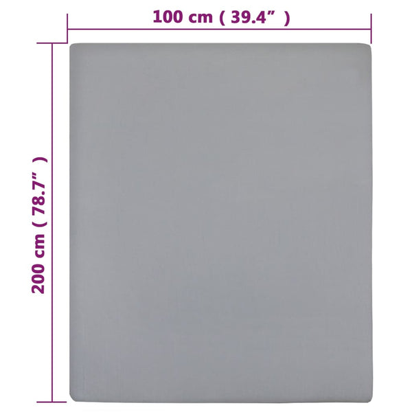 vidaXL Fitted Sheet Jersey Grey 100x200 cm Cotton