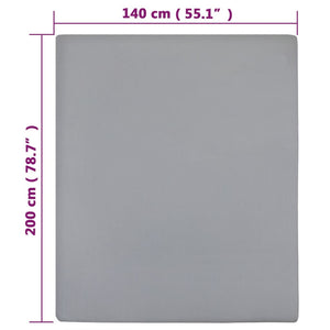 vidaXL Fitted Sheet 2 pcs. Jersey Grey 140x200 cm Cotton