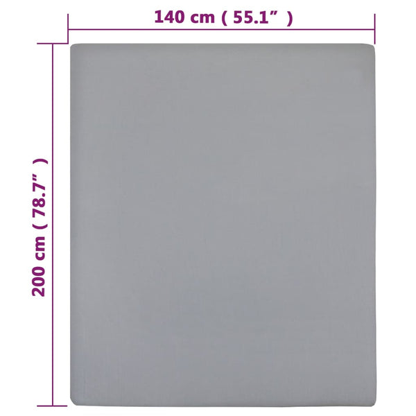 vidaXL Fitted Sheet 2 pcs. Jersey Grey 140x200 cm Cotton