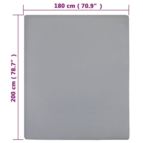vidaXL Fitted Sheet 2 pcs. Jersey Grey 180x200 cm Cotton