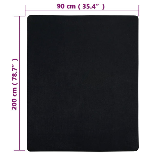 vidaXL Fitted Sheet 2 pcs. Jersey Black 90x200 cm Cotton