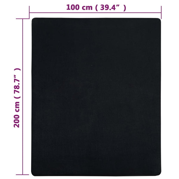 vidaXL Fitted Sheet Jersey Black 100x200 cm Cotton