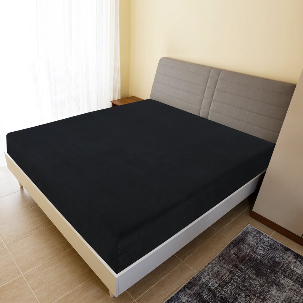 vidaXL Fitted Sheet Jersey Black 100x200 cm Cotton