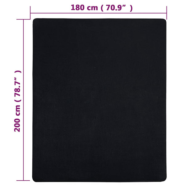 vidaXL Fitted Sheets 2 pcs. Jersey Black 180x200 cm Cotton