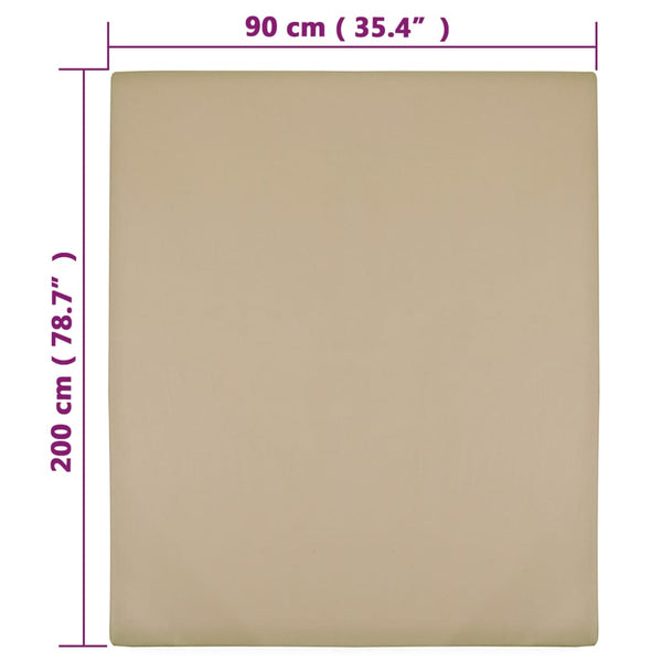 vidaXL Fitted Sheet 2 pcs. Jersey Taupe 90x200 cm Cotton