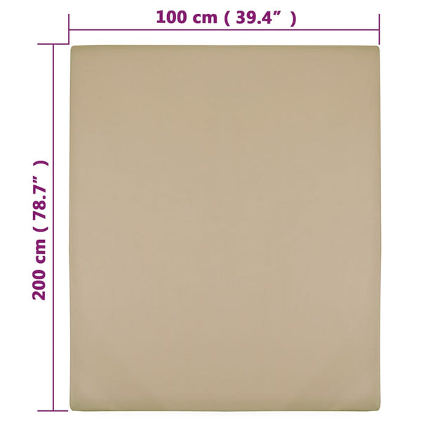 vidaXL Fitted Sheets 2 pcs. Jersey Taupe 100x200 cm Cotton