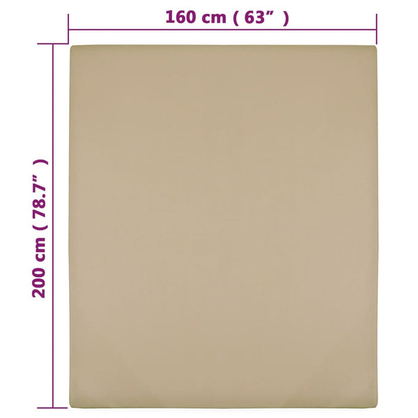 vidaXL Fitted Sheet 2 pcs. Jersey Taupe 160x200 cm Cotton