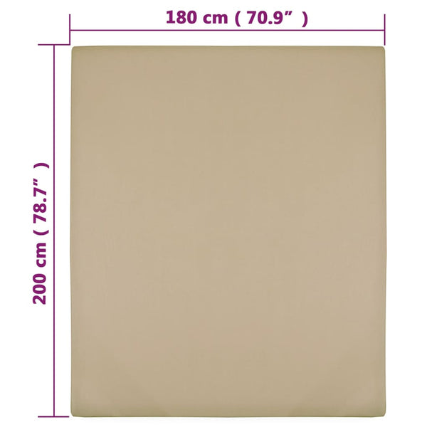 vidaXL Fitted Sheet Jersey Taupe 180x200 cm Cotton