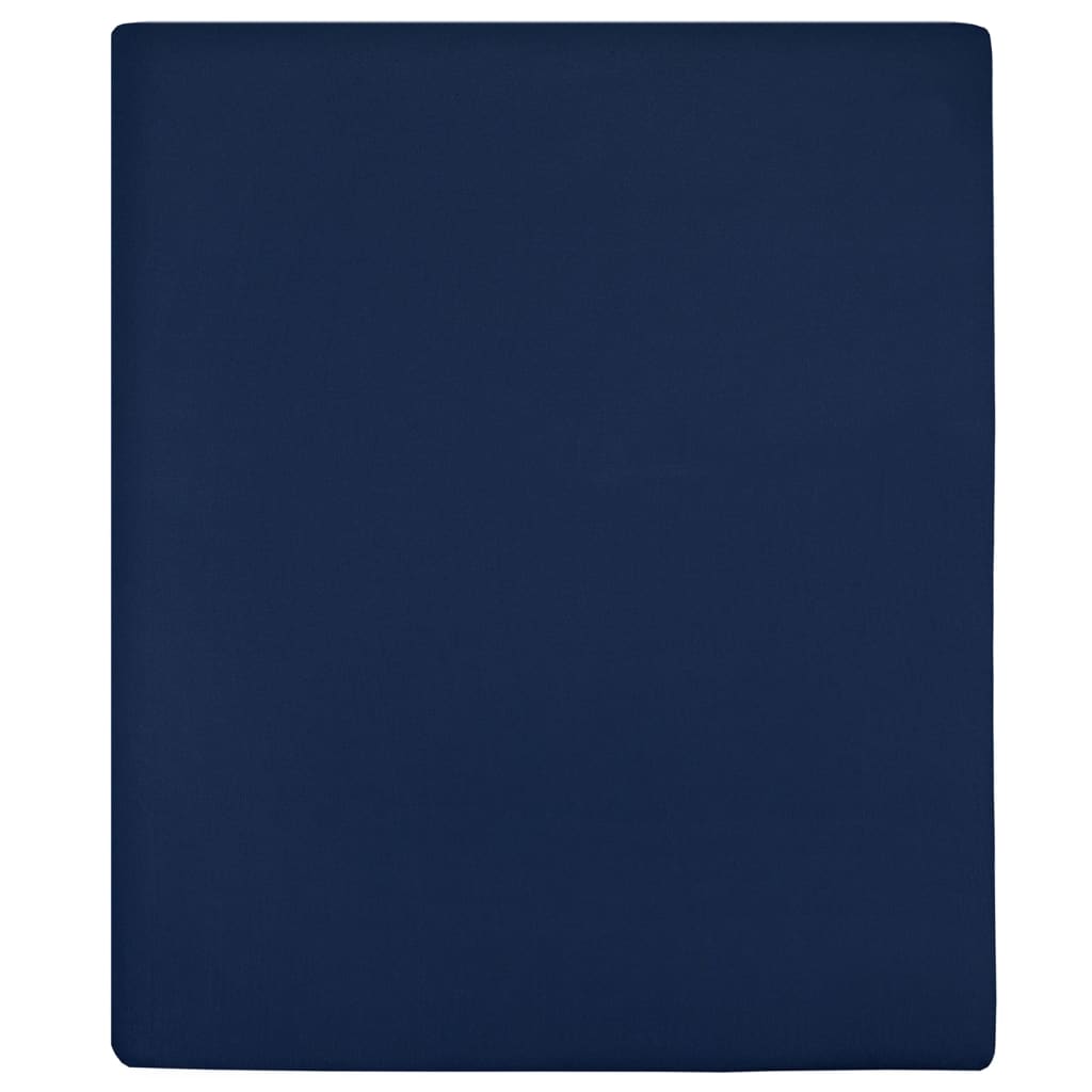 vidaXL Fitted Sheets 2 pcs. Jersey Navy Blue 90x200 cm Cotton