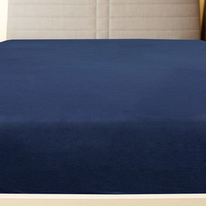 vidaXL Fitted Sheet Jersey Navy Blue 100x200 cm Cotton