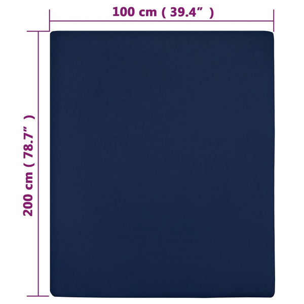 vidaXL Fitted Sheet Jersey Navy Blue 100x200 cm Cotton