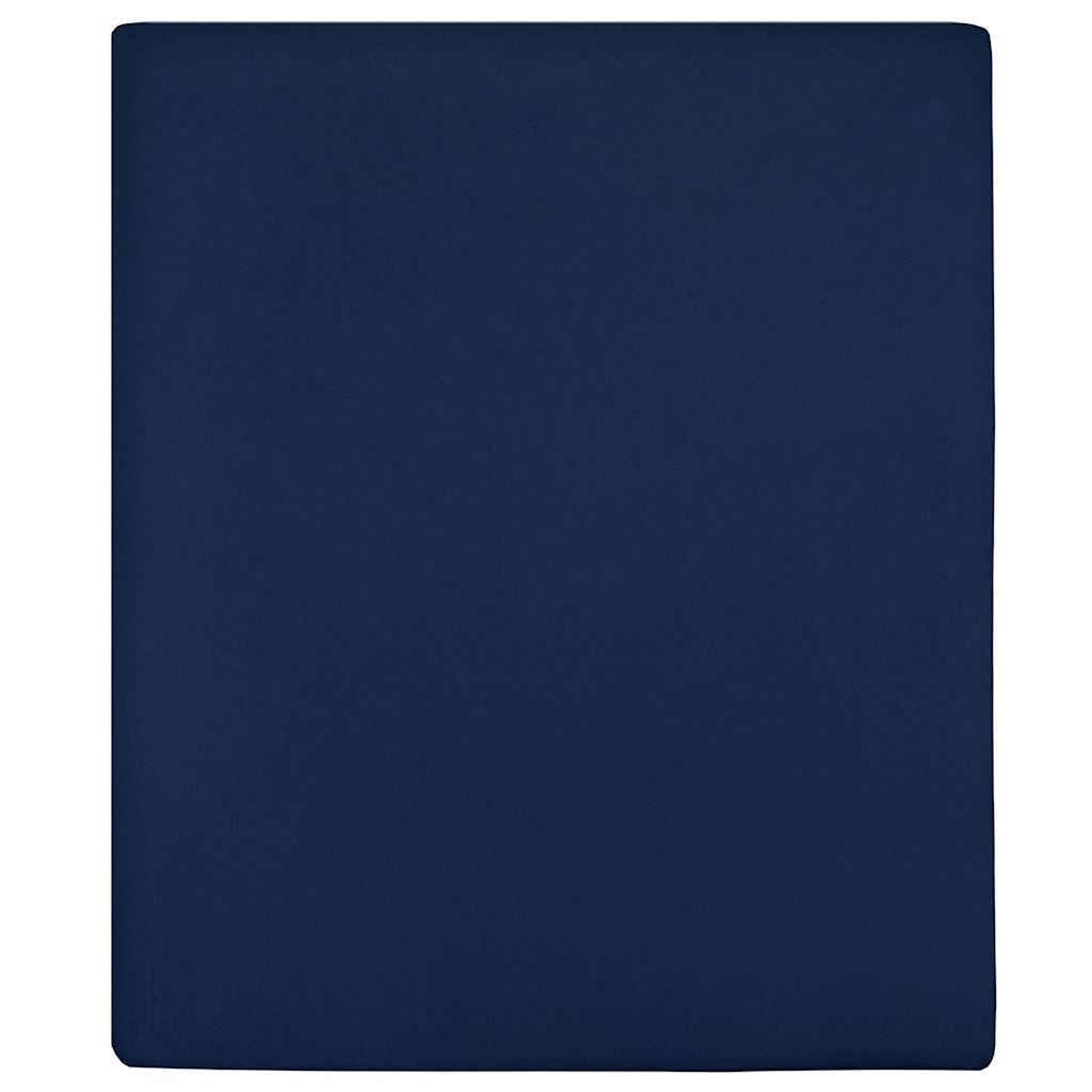 vidaXL Fitted Sheet 2 pcs. Jersey Navy Blue 100x200 cm Cotton