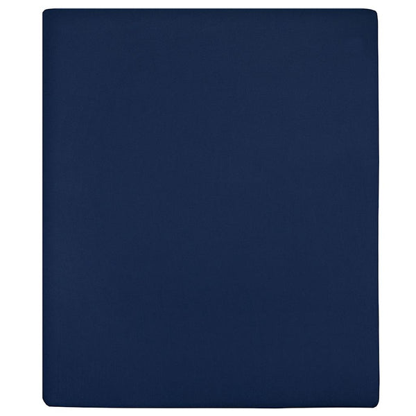 vidaXL Fitted Sheet 2 pcs. Jersey Navy Blue 100x200 cm Cotton