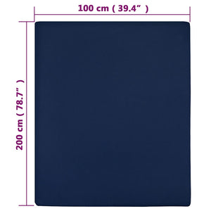 vidaXL Fitted Sheet 2 pcs. Jersey Navy Blue 100x200 cm Cotton