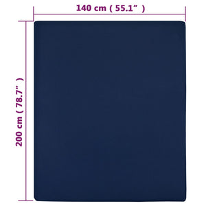 vidaXL Fitted Sheet Jersey Navy Blue 140x200 cm Cotton
