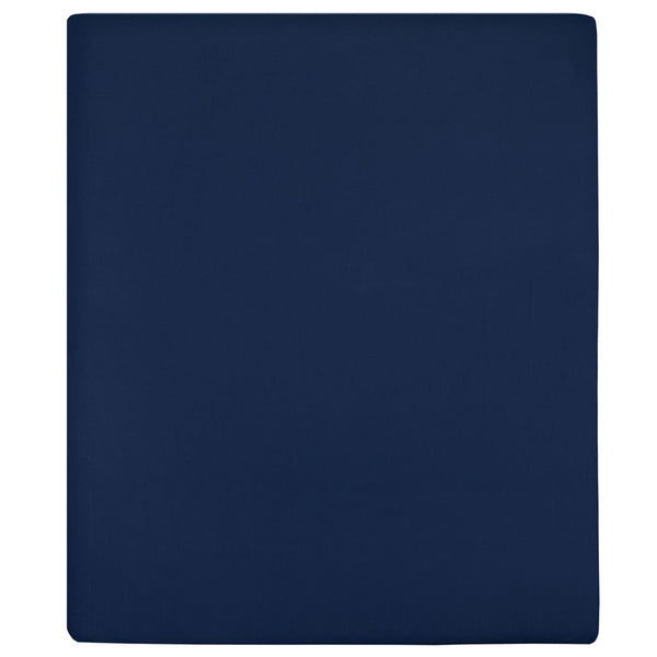vidaXL Fitted Sheets 2 pcs. Jersey Navy Blue 160x200 cm Cotton