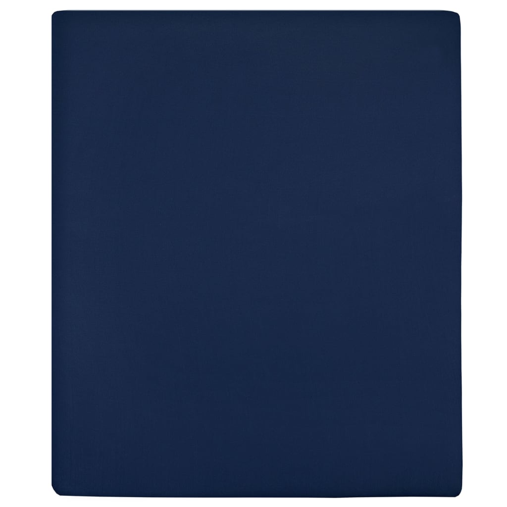 vidaXL Jersey Fitted Sheet Navy Blue 180x200 cm Cotton