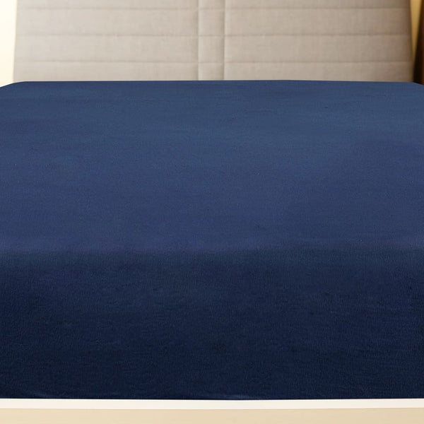 vidaXL Jersey Fitted Sheet Navy Blue 180x200 cm Cotton