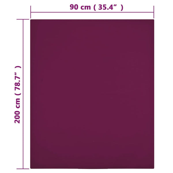 vidaXL Fitted Sheet 2 pcs. Jersey Burgundy 90x200 cm Cotton
