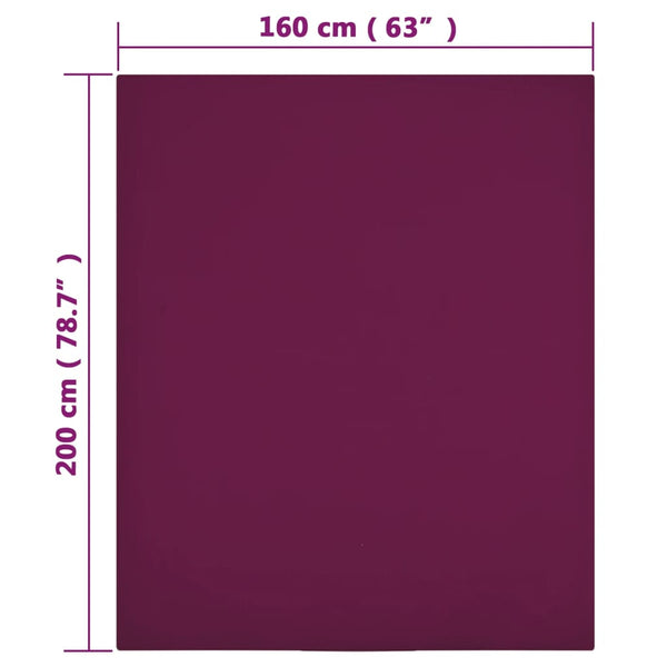vidaXL Fitted Sheet Jersey Burgundy 160x200 cm Cotton