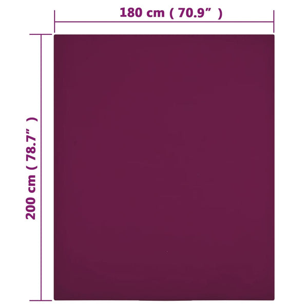 vidaXL Fitted Sheets 2 pcs. Jersey Burgundy 180x200 cm Cotton