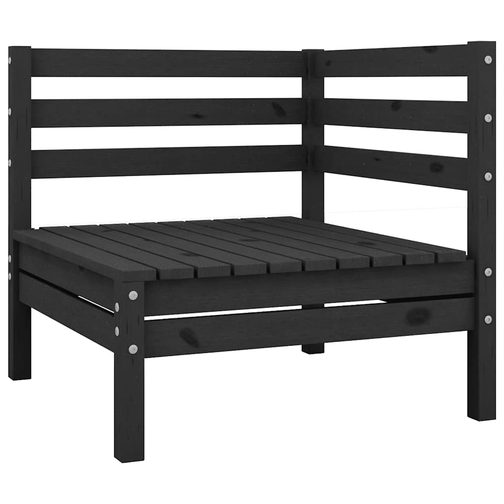 vidaXL Garden Corner Sofa Black Solid Pine Wood