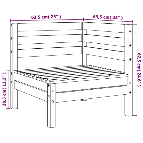 vidaXL Garden Corner Sofas 2 pcs Black Solid Pine Wood