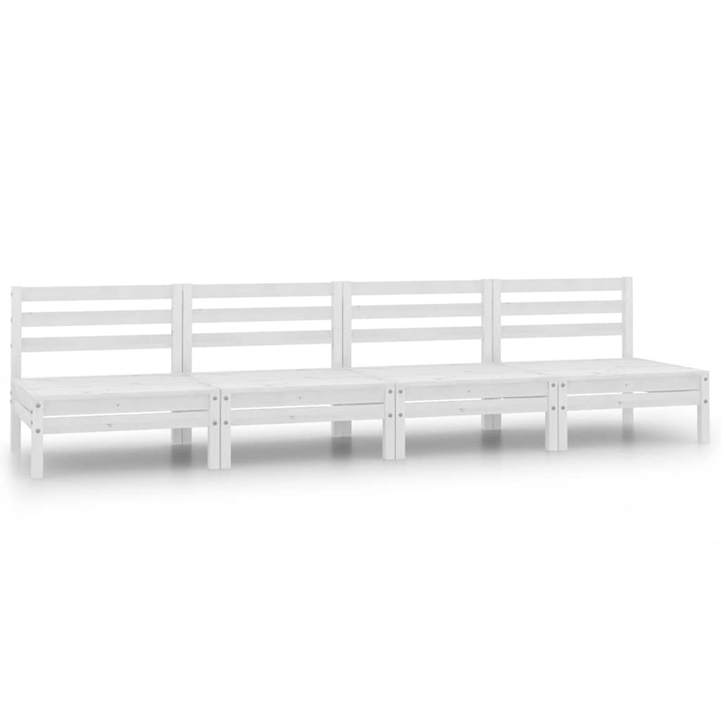 vidaXL Garden Center Sofas 4 pcs White Solid Pine Wood