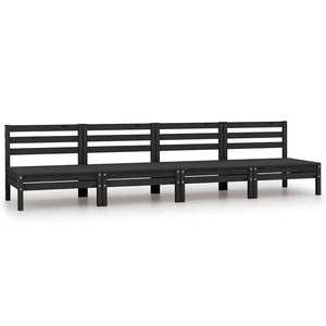 vidaXL Garden Center Sofas 4 pcs. Black Solid Pine Wood