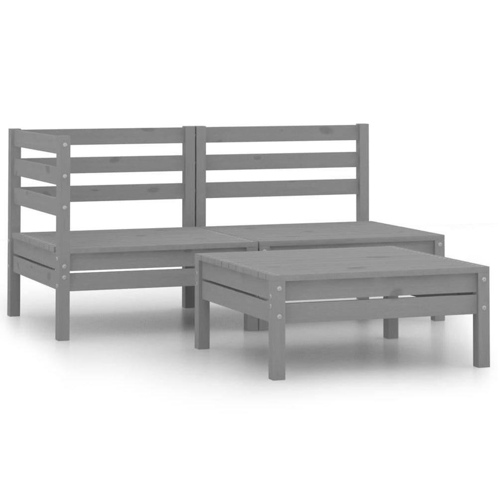 vidaXL 3-Piece Garden Lounge Set Solid Pine Wood Grey
