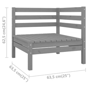 vidaXL 3-Piece Garden Lounge Set Solid Pine Wood Grey