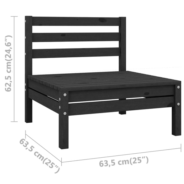 vidaXL 3-Piece Garden Lounge Set Solid Pine Wood Black
