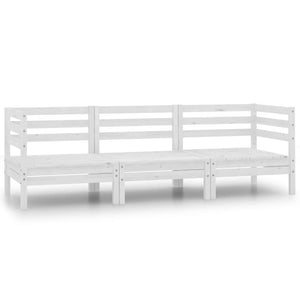 vidaXL 3-Piece Garden Lounge Set Solid Pine Wood White