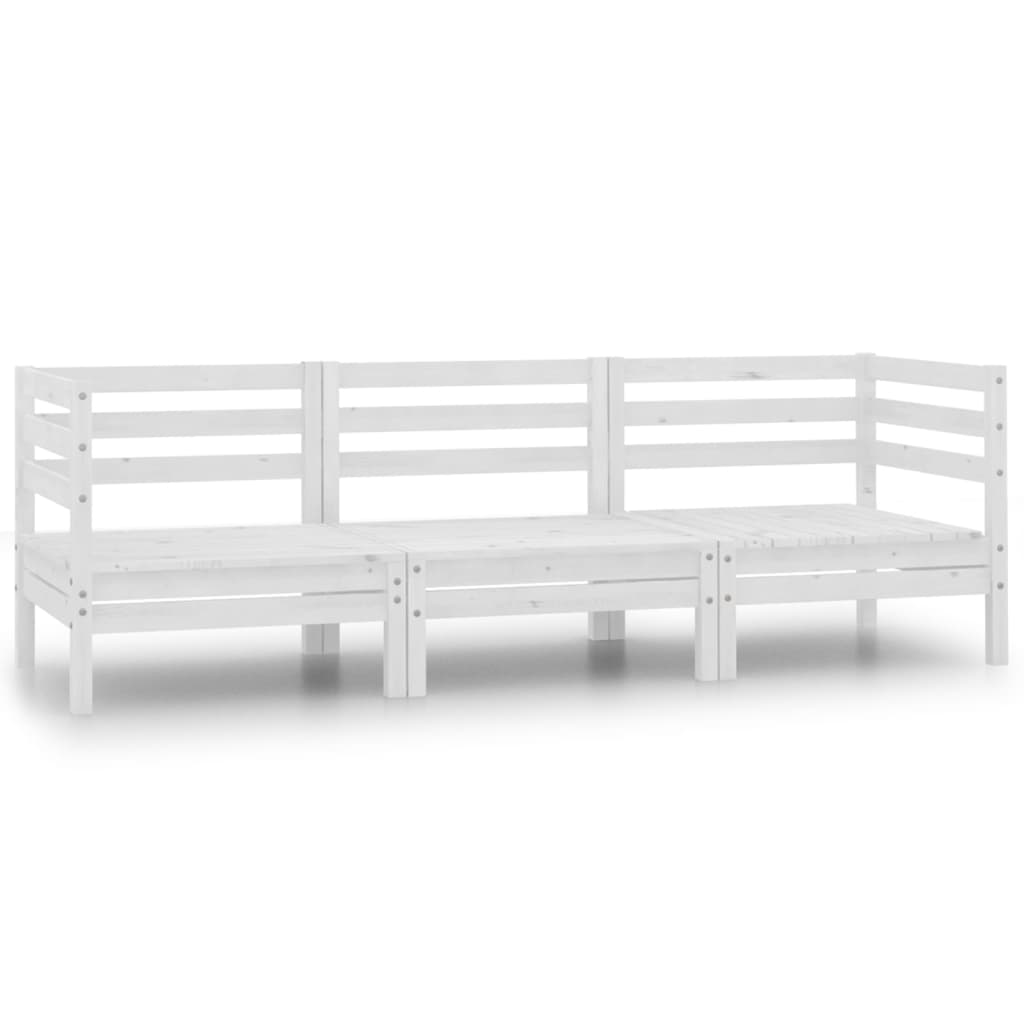 vidaXL 3-Piece Garden Lounge Set Solid Pine Wood White