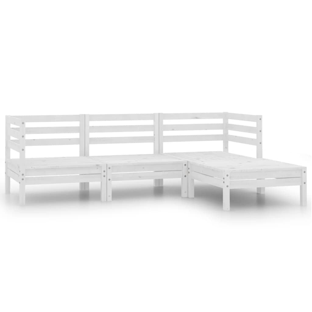 vidaXL 4-piece Garden Lounge Set Solid Pine Wood White