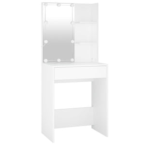 vidaXL LED Dressing Table with Cabinet White Engineered Wood