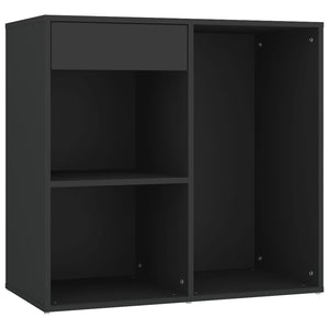 vidaXL LED Dressing Table with Cabinet Black Engineered Wood
