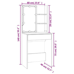 vidaXL LED Dressing Table with Cabinet Sonoma Oak Engineered Wood