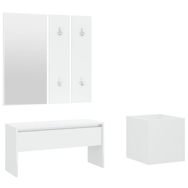 vidaXL Hall Tree Set White Engineered Wood